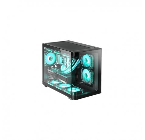Mars Gaming MC-FUSIONM Minitorre Ultracompacta - Soporte MicroATX/Mini-ITX - Cristal Templado Curvo Continuo - Capacidad hasta 10 Ventiladores - 5 Ranuras de Expansion - Color Negro