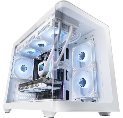Mars Gaming MC-FUSIONM Minitorre Ultracompacta - Soporte MicroATX/Mini-ITX - Cristal Templado Curvo Continuo - Soporte para Refrigeracion Liquida - 5 Ranuras de Expansion - Color Blanco