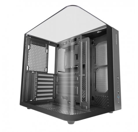 Mars Gaming MC-INFINIOLITE Caja Torre ATX - Estructura de Doble Camara - Vidrio Templado Curvo y Superior - USB-C - USB 3.0 - USB 2.0 - Audio HD - 355x293x350mm - Color Negro