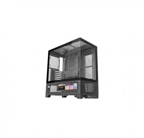 Mars Gaming MC-LCDX Caja Torre ATX - Pantalla IPS de 9.6â? Personalizable - Cristal Templado Curvo Continuo - Panel Inferior de Malla Completa - 7 Ranuras de Expansion - 443x475x246mm - Color Negro