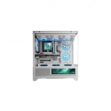 Mars Gaming MC-LCDX Caja Torre ATX - Pantalla IPS de 9.6â? Personalizable - Cristal Templado Curvo Continuo - Panel Inferior de Malla Completa - 7 Ranuras de Expansion - 443x475x246mm - Color Blanco