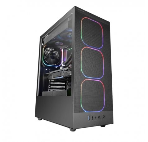 Mars Gaming MC-NEBULA Caja Torre ATX - Cristal Templado Lateral - 4 Ventiladores ARGB de 120mm - Malla Metalica Frontal - 443x350x196mm - Color Negro