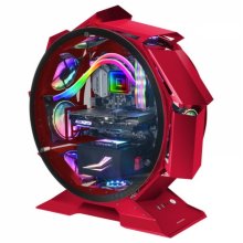 Mars Gaming MCORB Torre Circular Gaming Premium - Doble Cristal Templado - Refrigeracion Extrema para 9 Ventiladores - Interior XL - Color Rojo