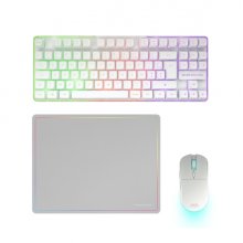 Mars Gaming MCPWTKL Combo Pack Gaming 3en1 - Teclado Hibrido H-Mech Formato TKL - Disposicion QWERTY ES - Raton 3200dpi - Switches HUANO - Color Blanco