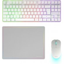 Mars Gaming MCPWTKL Combo Pack Gaming 3en1 - Teclado Hibrido H-Mech Formato TKL - Disposicion Francesa AZERTY FR - Raton 3200dpi - Switches HUANO - Color Blanco