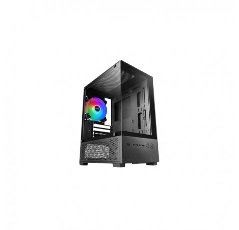 Mars Gaming MC-SE2 Caja Torre ATX - Ventilador de 120mm FRGB Integrado - Cristal Templado sin Marco - Doble Camara - 5 Ranuras de Expansion - 388x197x304mm - Color Negro