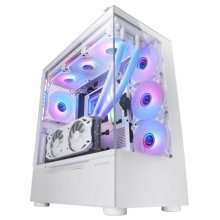 Mars Gaming MC-ULT Caja Gaming CUSTOM - Cristal Templado Panoramico - Soporte E-ATX - Capacidad para 9 Ventiladores - Camara Dual Vertical - Conectividad USB 3.0 - Color Blanco