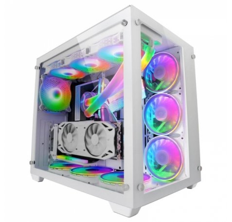 Mars Gaming MCV3 Caja Custom - Doble Ventana Cristal Templado - Capacidad XXL - Estructura Modular - Soporte Refrigeracion Liquida - Color Blanco