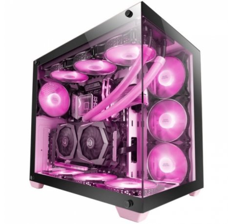 Mars Gaming MCV4 Torre Gaming Custom Premium - Cristal Templado Sin Marco - Estructura Modular Doble Camara - Soporte E-ATX - Personalizacion Total - Color Negro