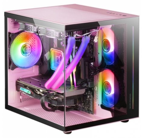 Mars Gaming MC-VIEW Minitorre Gaming Custom Premium - Cristal Templado - Estructura Modular - Soporte 7 Ventiladores - Compatible MicroATX/Mini-ITX - Color Rosa