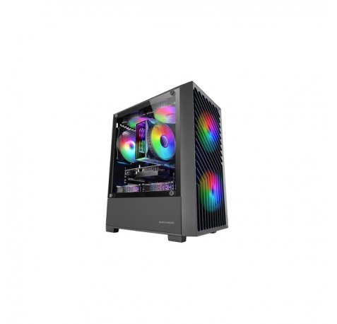 Mars Gaming MC-VORTEX Minitorre Ultracompacta - 3 Ventiladores de 120mm FRGB - Soporte MicroATX/Mini-ITX - Doble Camara - 7 Ranuras de Expansion - Color Negro
