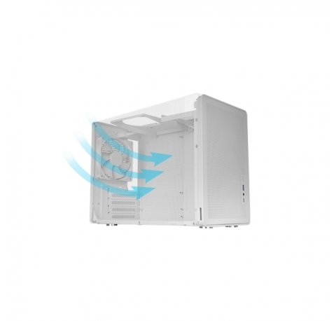 Mars Gaming MC-XPRO Minitorre Ultracompacta - Soporte MicroATX/Mini-ITX - Rejilla de Refrigeracion 360Â° - Ventilador Trasero de 120mm - 4 Ranuras de Expansion - 392x196x289mm - Color Blanco