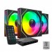 Mars Gaming MF-3DPROKIT Pack de 3 Ventiladores de 120mm - Iluminacion ARGB Infinity Mirror 360Âº - Silencioso 12dB - Mando a Distancia y Hub ARGB - Color Negro