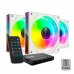 Mars Gaming MF-3DPROKIT Pack de 3 Ventiladores de 120mm - Iluminacion ARGB Infinity Mirror 360Âº - Silencioso 12dB - Mando a Distancia y Hub ARGB - Color Blanco
