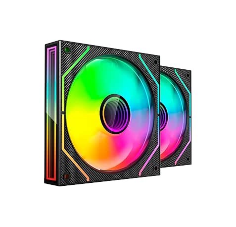 Mars Gaming MF-3DPROX2 Pack de 2 Ventiladores de 120mm - Iluminacion ARGB Infinity Mirror 360Âº - Silencioso 12dB - Control PWM - Color Negro