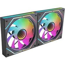 Mars Gaming MF-3DPROX2R Pack de 2 Ventiladores de 120mm - Iluminacion ARGB Infinity Mirror 360Âº - Silencioso 12dB - Control PWM - Color Negro