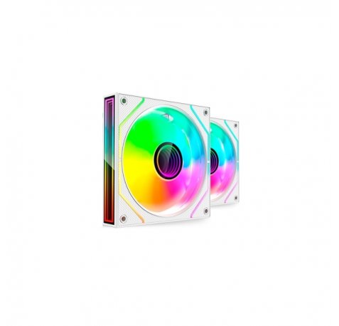 Mars Gaming MF-3DPROX2 Pack de 2 Ventiladores de 120mm - Iluminacion ARGB Infinity Mirror 360Âº - Silencioso 12dB - Control PWM - Color Blanco