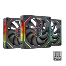 Mars Gaming MF-LINKFINITYKIT2 Pack de 3 Ventiladores de 120mm - Iluminacion ARGB Infinity Mirror - Silencioso 12dB - Modular Linkfinity Magnetico - Color Negro
