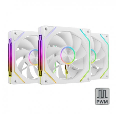 Mars Gaming MF-LINKFINITYKIT2R Pack de 3 Ventiladores de 120mm - Iluminacion ARGB Infinity Mirror - Silencioso 12dB - Modular Linkfinity Magnetico - Color Blanco