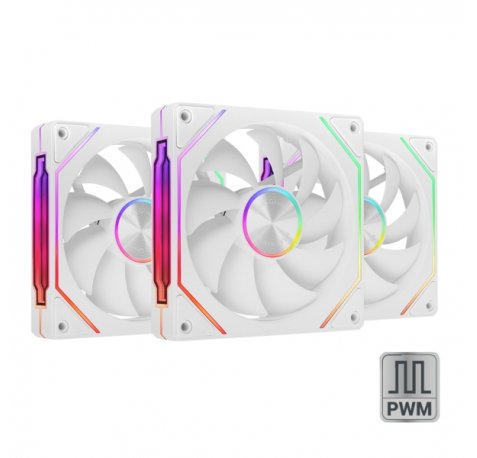 Mars Gaming MF-LINKFINITYKIT2 Pack de 3 Ventiladores de 120mm - Iluminacion ARGB Infinity Mirror - Silencioso 12dB - Modular Linkfinity Magnetico - Color Blanco