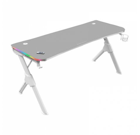 Mars Gaming MGD140RGB Mesa Gaming - Iluminacion 3D ARGB - Espacio Extragrande - Estructura de Acero - Alfombrilla Nanotextil - Montaje Facil - Gestion de Cables - Color Blanco