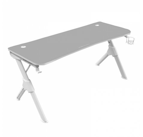 Mars Gaming MGD140 Mesa de Juego - Superficie Completa de Mousepad - Soporte para Auriculares - Portavasos Integrado - Color Blanco