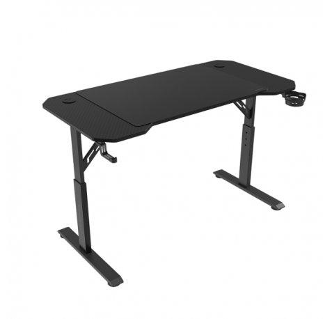 Mars Gaming MGD-ERGO120 Mesa Gaming - Altura Ajustable con 3 Posiciones - Soportes Auriculares y Bebidas - Alfombrilla XXL - Estructura Acero - 120x60x1.5cm - Acabado en Fibra de Carbono - Color Negro
