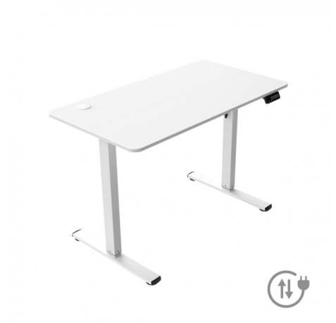 Mars Gaming MGD-ERGOPRO Mesa Gaming Motorizada - Altura Regulable hasta 118cm - Soportes Auriculares y Bebidas - Gestion de Cables - Estructura Acero - 110x60x1.5cm - Acabado en Fibra de Carbono - Color Blanco