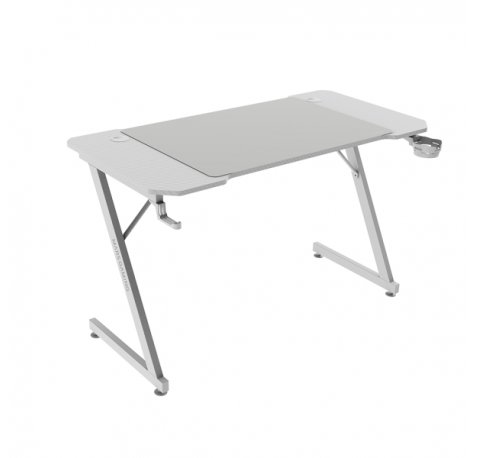 Mars Gaming MGD-X120 Mesa Gaming - Soportes Auriculares y Bebidas - Alfombrilla XXL - Estructura Acero - 120x60x1.5cm - Acabado en Fibra de Carbono - Color Blanco