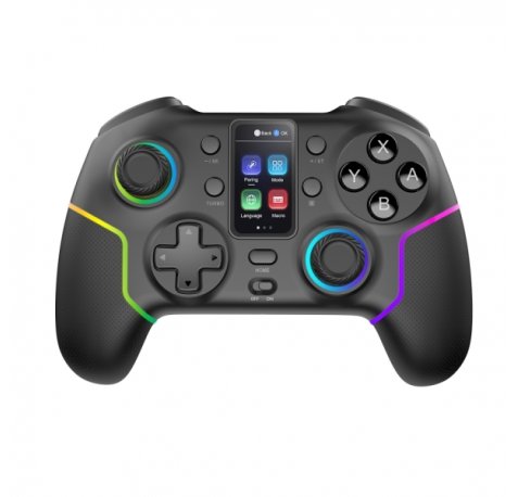 Mars Gaming MGP-V3 Controlador Inalambrico - Bluetooth - Autonomia hasta 9h - Jack 3.5mm - Luz RGB - 1000mAh - Cable USB-C de 1m - Pantalla LCD - Goma Antideslizante - 157x108x56mm - Color Negro