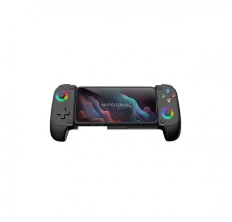 Mars Gaming MGPX Gamepad Bluetooth Multiplataforma - Multifuncional 2 en 1 - Soporta Smartphones hasta 6.8" - Vibracion Dual - Funcion Turbo - Color Negro