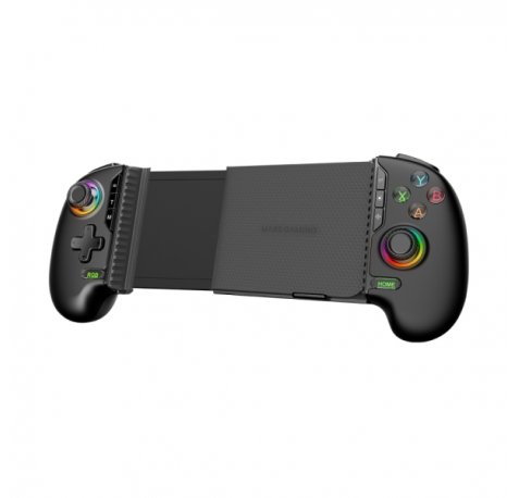 Mars Gaming MGPXPRO Gamepad Multiplataforma - Bluetooth - Autonomia hasta 10h - Vibracion Dual - Bateria 1000mAh - Cable USB-C de 1m - Smartphones hasta 7" - 210x110x53mm - Color Negro