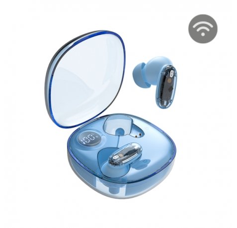 Mars Gaming MHIB2 Auriculares Bluetooth 5.4 - Microfono Integrado - Autonomia hasta 7h - Indicador LED - Semitransparente - 60x60x30mm - Color Azul