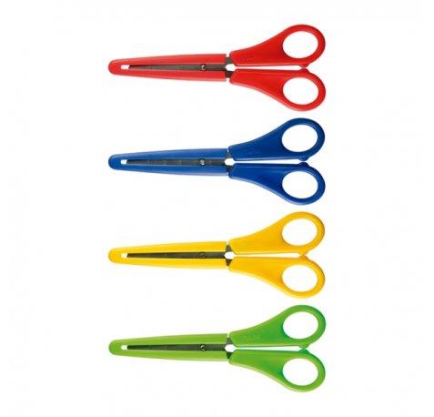 Milan Tijeras con Funda - Regla Integrada de 5cm - Punta Redondeada - Acero Inoxidable de 14.7cm - Colores Surtidos (10 uds)