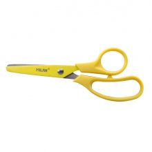 Milan Basic Colours Tijeras de 13.4cm - Mango Ergonomico - Punta Redondeada - Hoja de Acero Inoxidable - Color Amarillo (10 uds)