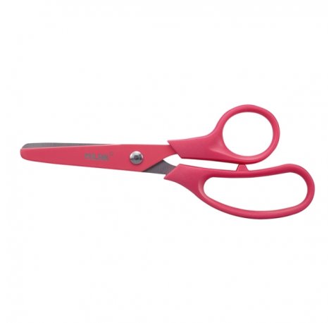 Milan Basic Colours Tijeras de 13.4cm - Mango Ergonomico - Punta Redondeada - Hoja de Acero Inoxidable - Color Rosa (10 uds)