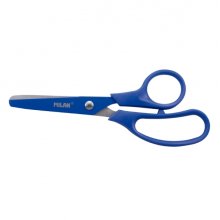 Milan Basic Colours Tijeras de 13.4cm - Mango Ergonomico - Punta Redondeada - Hoja de Acero Inoxidable - Color Azul (10 uds)