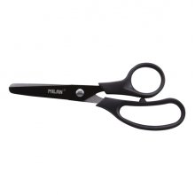 Milan Basic Colours Tijeras de 13.4cm - Mango Ergonomico - Punta Redondeada - Hoja de Acero Inoxidable - Color Negro (10 uds)