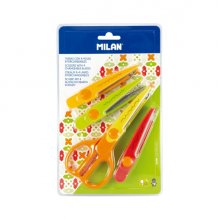 Milan Tijeras Zig-Zag con 4 Hojas Intercambiables - Recubierta de Plastico - Diferentes Patrones - Multicolor