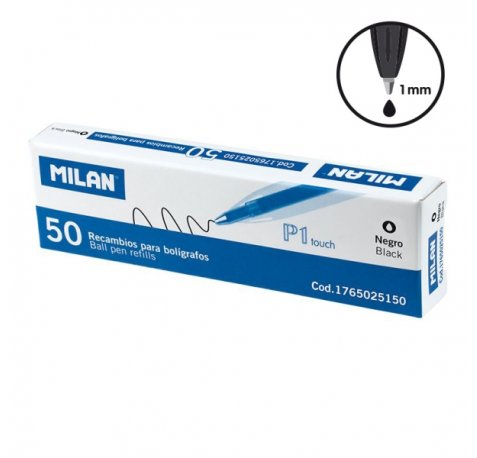 Milan P1 Touch Pack de 50 Recambios - Punta de 1mm - Color Negro