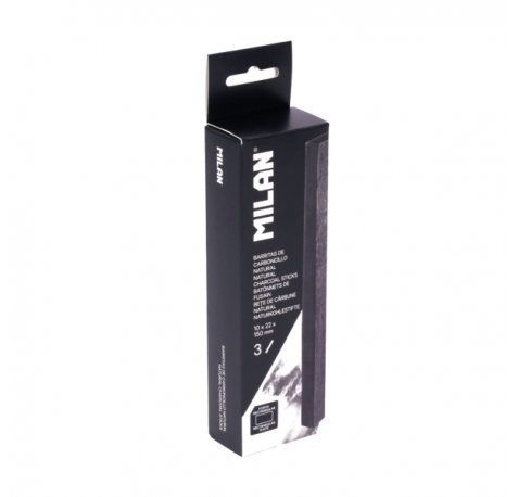 Milan Pack de 3 Barritas de Carboncillo - Natural - Rectangular 22x10mm - Color Negro