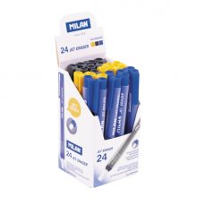 Milan Jet Eraser Expositor con 24 Portagomas Automaticos - Redondo - Colores Surtidos