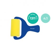 Milan 1311 Rodillo de Esponja Liso de 70mm - Mango de Plastico Corto - Color Azul