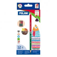 Milan Pack de 12 Lapices Bicolor - Triangulares - Colores Surtidos