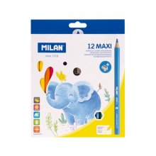 Milan Maxi Pack de 12 Lapices de Colores - Incluye Sacapuntas - Hexagonales - Colores Surtidos