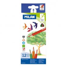 Milan Pack de 12 Lapices de Colores - Triangulares - Colores Surtidos
