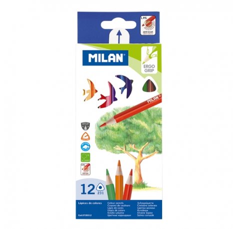 Milan Pack de 12 Lapices de Colores - Triangulares - Colores Surtidos