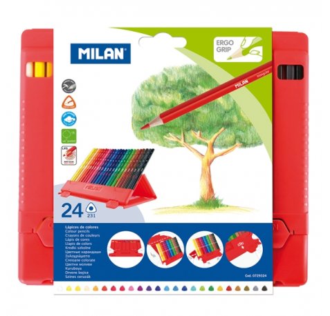 Milan Flexibox Pack de 24 Lapices de Colores - Triangulares - Colores Surtidos