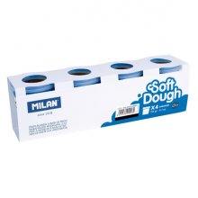 Milan Soft Dough Pack de 4 Botes de Pasta Blanda - 100% Vegetal - Moldeable - Sin Residuos - Colores Mezclables - 116g por Unidad - Color Negro