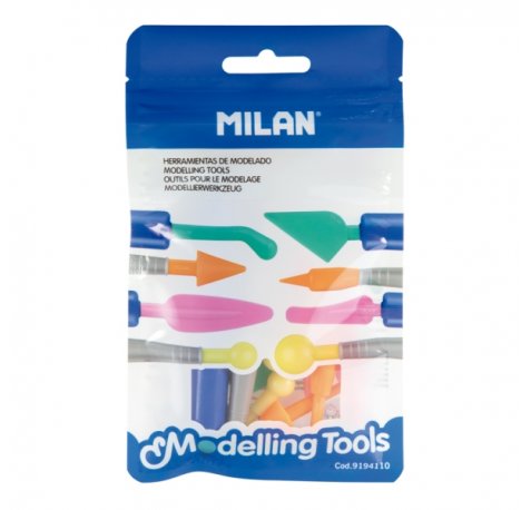 Milan Herramientas de Modelado - 2 Mangos - 8 Puntas Surtidas - Colores Surtidos